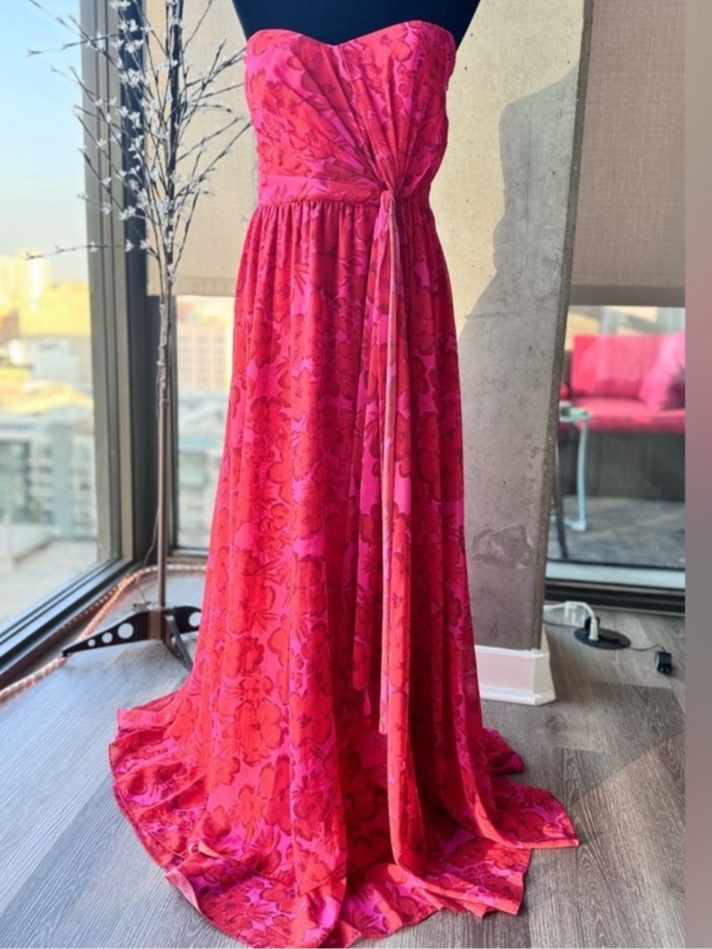 Badgley Mischka Floral Drape Gown Size 10 $1100